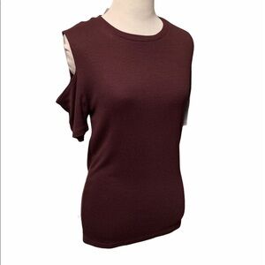 Joe's Jeans burgundy cold shoulder ribbed top